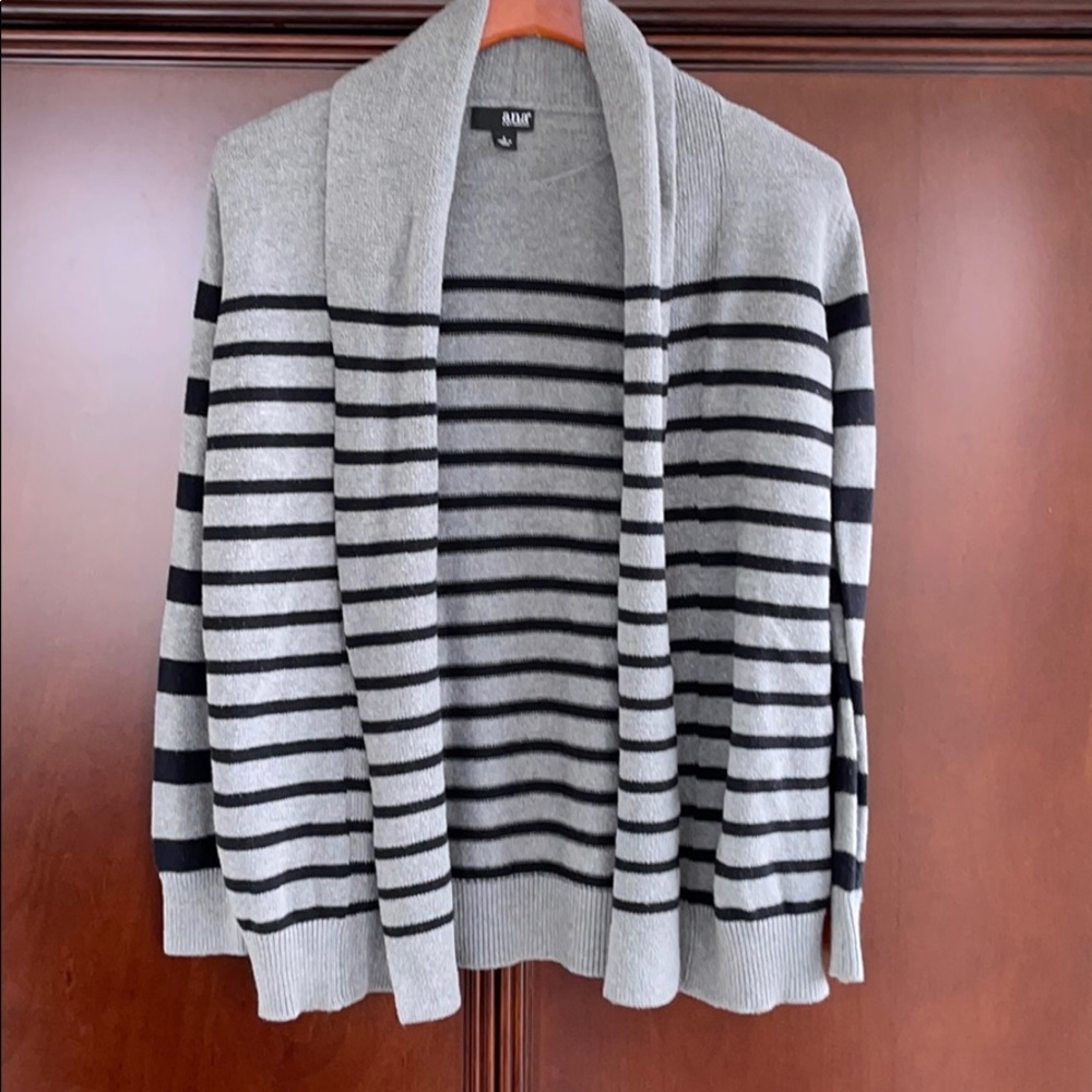 Grey and black striped cardigan. Size small